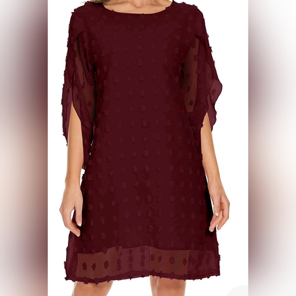 BELONGSCI Women's Dress Sweet & Cute Ruffle Bell Sleeve Swiss Dot